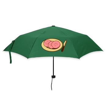 teller messer salami wurstbrot lyoner scheiben fle - Regenschirm (klein) - Flaschengrün - Vorne