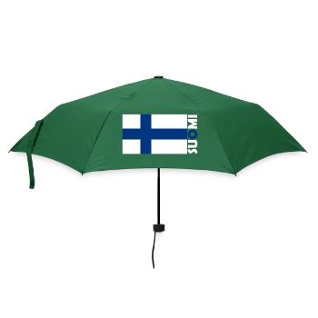 Flagge Suomi Finnland Finnisch Skandinavien - Regenschirm (klein) - Flaschengrün - Vorne