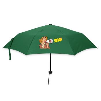 Blonde Frau mit Megaphon ruft blah, blah - Regenschirm (klein) - Flaschengrün - Vorne