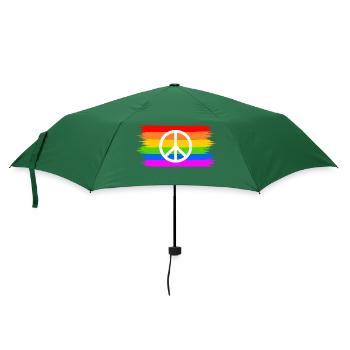 Peacezeichen auf LGBT Regenbogenfahne - Regenschirm (klein) - Flaschengrün - Vorne