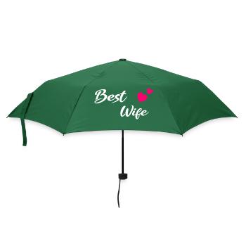 Best Wife white - Regenschirm (klein) - Flaschengrün - Vorne