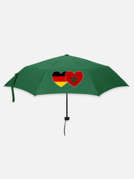 Deutschland Marokko Flagge Herz - Regenschirm (klein) - Flaschengrün