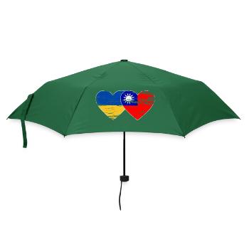 Ukraine Taiwan Flagge used - Regenschirm (klein) - Flaschengrün - Vorne
