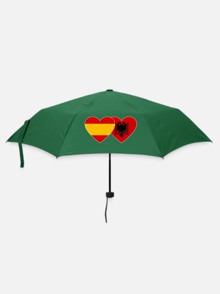 Spanien Albanien Flagge Herz - Regenschirm (klein) - Flaschengrün