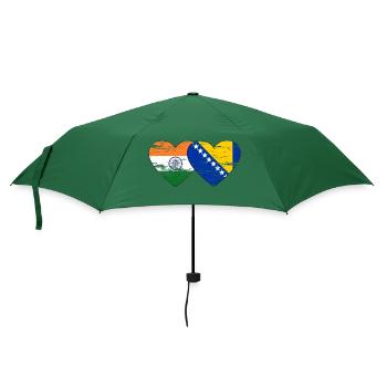 Indien Bosnien Flagge Herz used - Regenschirm (klein) - Flaschengrün - Vorne