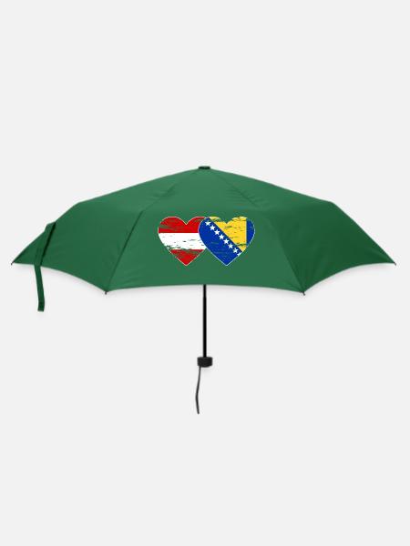 Bosnien Österreich Flagge Herz used - Regenschirm (klein) - Flaschengrün