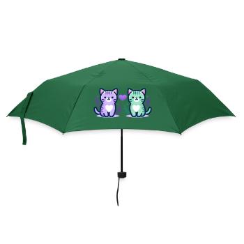 Katzenliebe - Regenschirm (klein) - Flaschengrün - Vorne