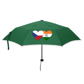 Tschechien Indien Flagge Herz - Regenschirm (klein) - Flaschengrün - Vorne