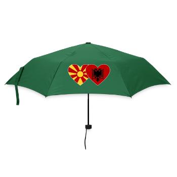 Mazedonien Albanien Flagge Herz - Regenschirm (klein) - Flaschengrün - Vorne