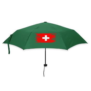 Schweiz Flagge - Regenschirm (klein) - Flaschengrün - Vorne