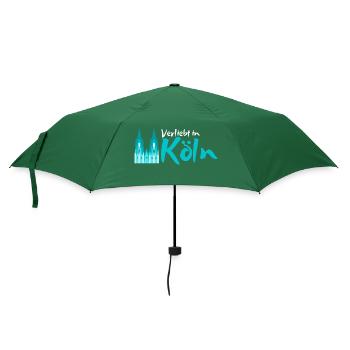 Verliebt in Köln | Köln Mitbringsel Souvenir - Regenschirm (klein) - Flaschengrün - Vorne