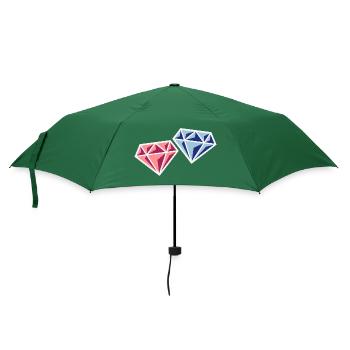 Diamantenpaar (Brautpaar Hochzeit Symbol / NEG) - Regenschirm (klein) - Flaschengrün - Vorne