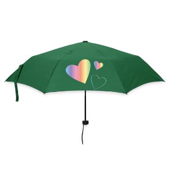 Regenbogen Herzen - Regenschirm (klein) - Flaschengrün - Vorne