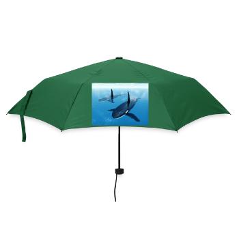 Schwertwale, Orcas, Killerwale - Regenschirm (klein) - Flaschengrün - Vorne