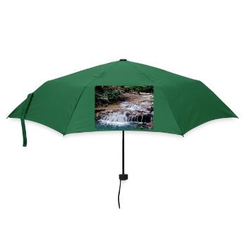 Zeichnung der Provence - Kleiner Flusswasserfall - Regenschirm (klein) - Flaschengrün - Vorne