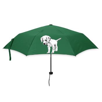 Labrador Welpe Zeichnung - Regenschirm (klein) - Flaschengrün - Vorne
