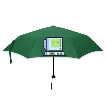 Happy Retro Computer - Regenschirm (klein) - Flaschengrün - Vorne