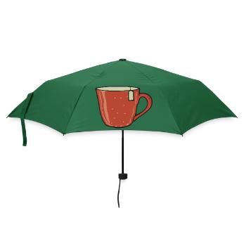 Tee Tasse Teetrinker Geschenkidee - Regenschirm (klein) - Flaschengrün - Vorne