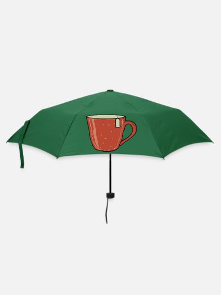 Tee Tasse Teetrinker Geschenkidee - Regenschirm (klein) - Flaschengrün