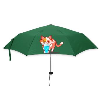 Kaji die kleine Katze - Regenschirm (klein) - Flaschengrün - Vorne