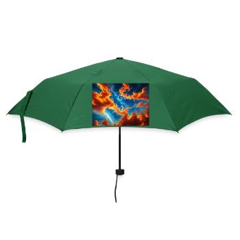 Blauer roter Himmel mit einer kreaturgenerierten KI - Regenschirm (klein) - Flaschengrün - Vorne
