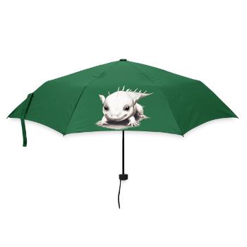 Tierkind Axolotl in der Farbe Weiß - Regenschirm (klein) - Flaschengrün - Vorne