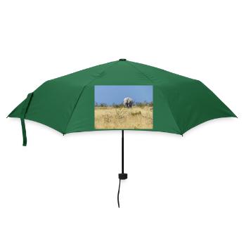 Elefant und Landschaft im Etosha Nationalpark - Regenschirm (klein) - Flaschengrün - Vorne