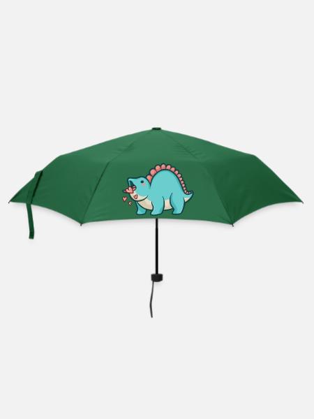 hugadino Mlem mit Herzen, Dino, süßer Dinosaurier - Regenschirm (klein) - Flaschengrün