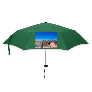 Rostocker Skyline und Altstadt hinter dem Rathaus - Regenschirm (klein) - Flaschengrün - Vorne