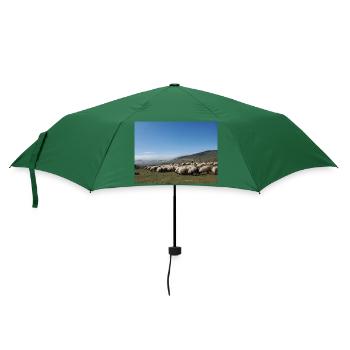 Schafe, Schafherde, Berge, Wiesen - Regenschirm (klein) - Flaschengrün - Vorne