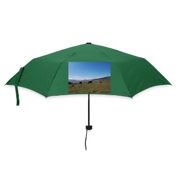 Esel, Berge, Wiesen - Regenschirm (klein) - Flaschengrün - Vorne