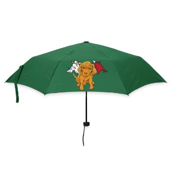 Hund Haustiere Engel Teufel Flügel Hunde teuflisch - Regenschirm (klein) - Flaschengrün - Vorne