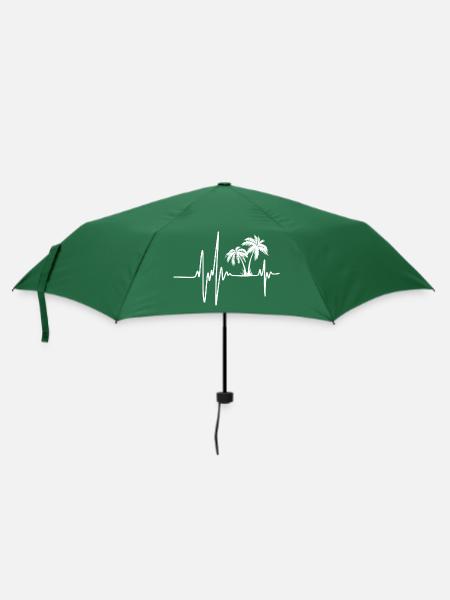 Palme Herzschlag | Palmen-Liebhaber | Ferien - Regenschirm (klein) - Flaschengrün