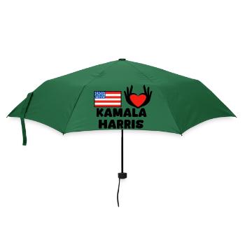 Herzhand - Amerika - Kamala Harris - Amerikanisch - Regenschirm (klein) - Flaschengrün - Vorne