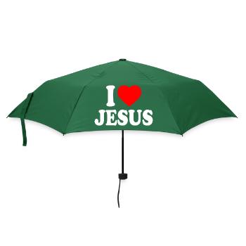 I love jesus - Regenschirm (klein) - Flaschengrün - Vorne