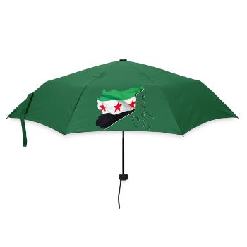 Syrien Flagge in der Syrien Landkarte EN - Regenschirm (klein) - Flaschengrün - Vorne