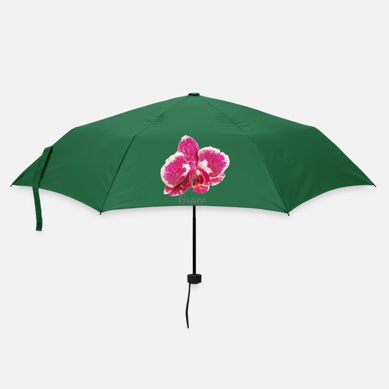 Bordeaux Orchidee Makro – Anmut und Eleganz - Regenschirm (klein) - Flaschengrün