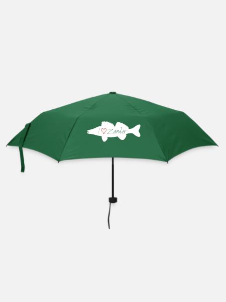 I Love Zander weiss durchsichtig - Regenschirm (klein) - Flaschengrün