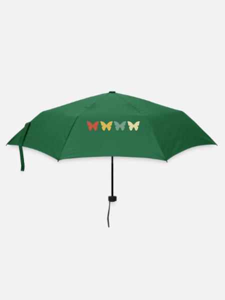 Vintage Retro Schmetterling - Regenschirm (klein) - Flaschengrün