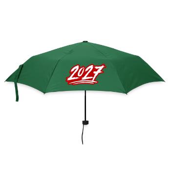 2027 Jahreszahl - Regenschirm (klein) - Flaschengrün - Vorne