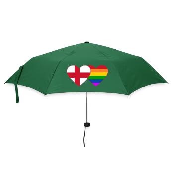 England Regenbogen Flagge Herz - Regenschirm (klein) - Flaschengrün - Vorne