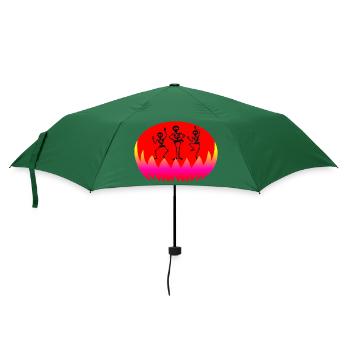 Halloween und tanzende Skelette in der Hölle - Regenschirm (klein) - Flaschengrün - Vorne