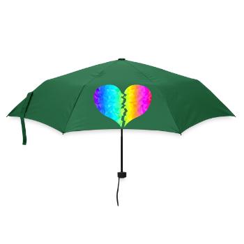 buntes Herz Regenbogenfarben - Regenschirm (klein) - Flaschengrün - Vorne