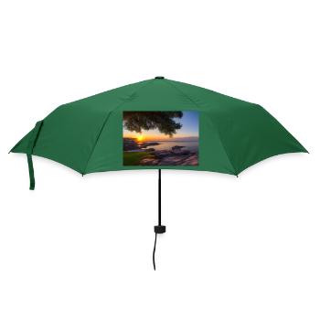 Sonnenuntergang - Die Stille am Meer - Regenschirm (klein) - Flaschengrün - Vorne