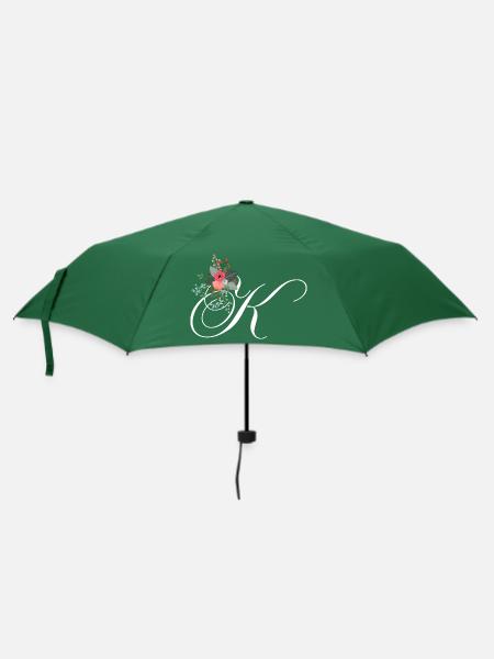 Buchstabe k geblüht - Regenschirm (klein) - Flaschengrün