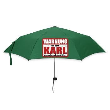 Karl Name Lustiges Warnschild - Regenschirm (klein) - Flaschengrün - Vorne
