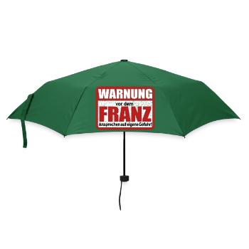 Franz Name Lustiges Warnschild - Regenschirm (klein) - Flaschengrün - Vorne
