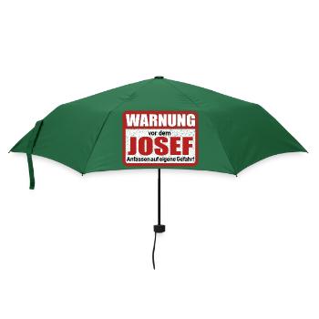 Josef Name Lustiges Warnschild - Regenschirm (klein) - Flaschengrün - Vorne