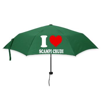 Ich liebe rohe Scampi Herz lustig witzig - Regenschirm (klein) - Flaschengrün - Vorne