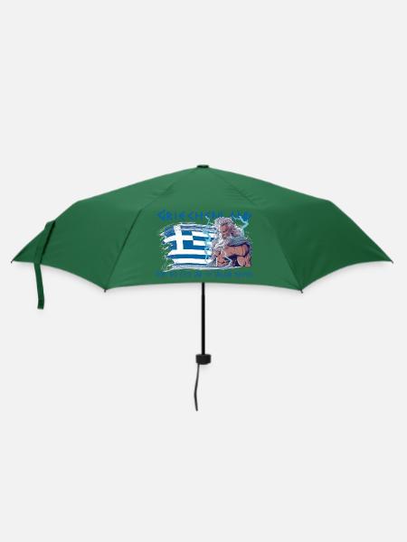Griechenland wo Zeus und ich Urlaub machen - Regenschirm (klein) - Flaschengrün